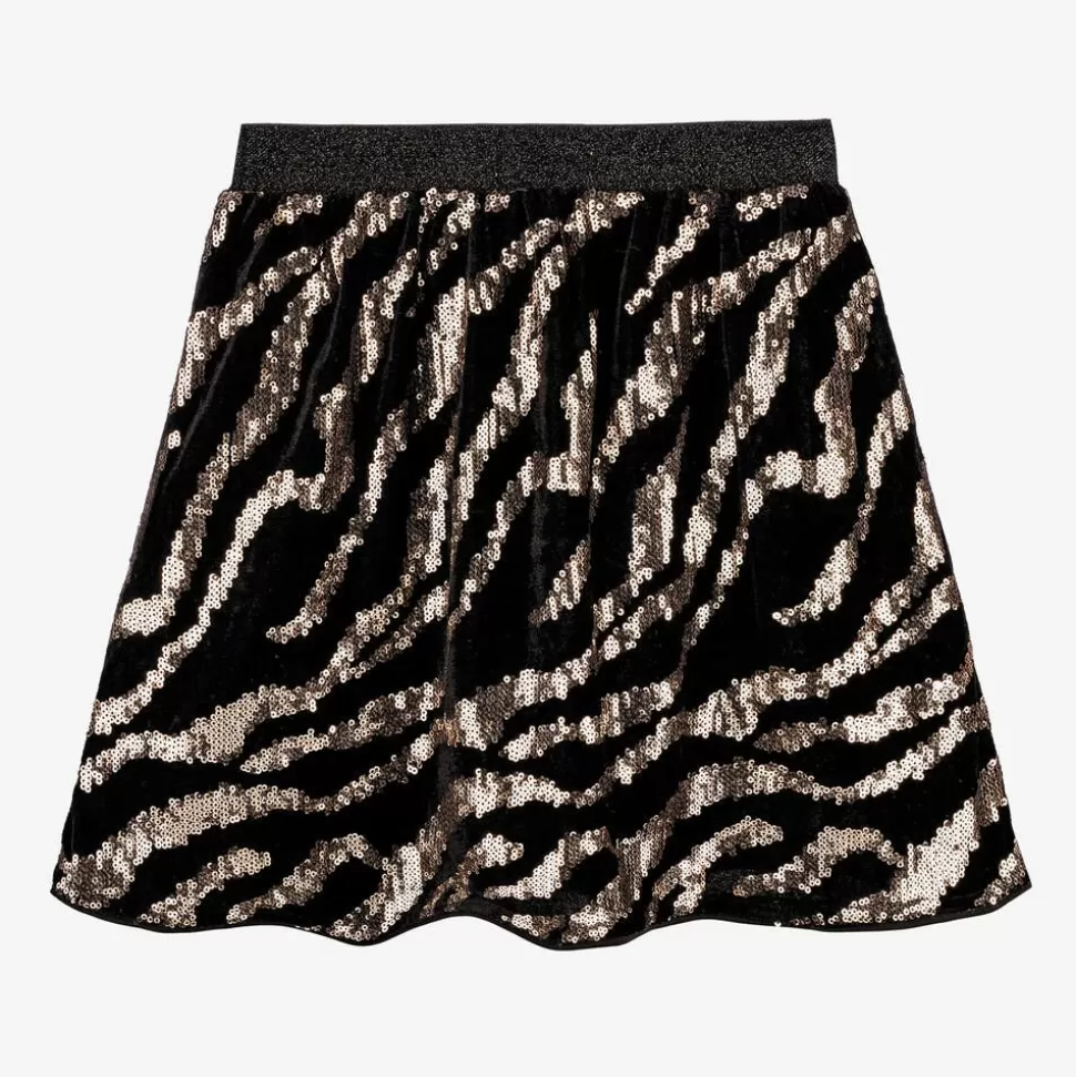 NAME IT Girls Black Velour & Gold Sequin Skirt^ Skirts