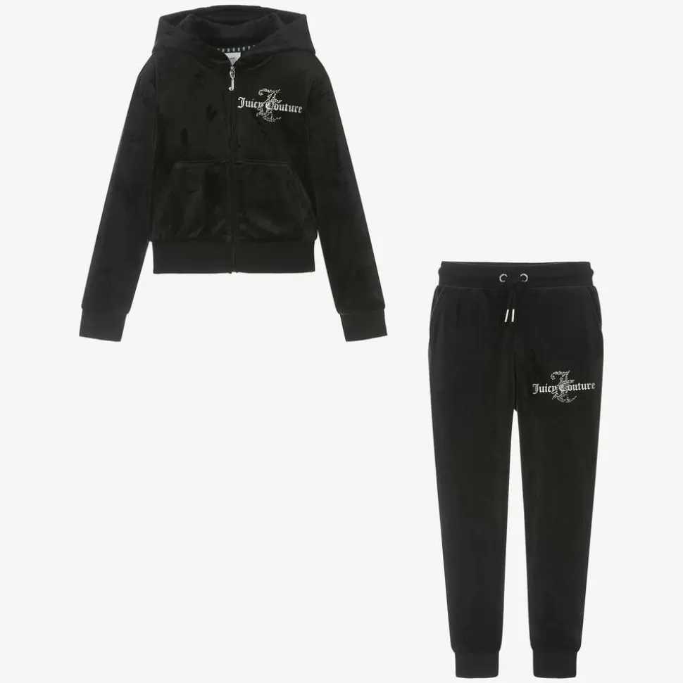 Juicy Couture Girls Black Velour Tracksuit^ Tracksuits