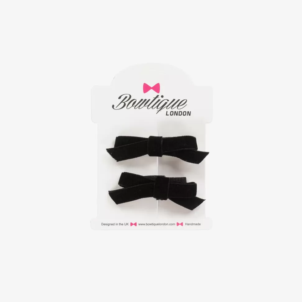 Bowtique London Girls Black Velvet Bow Hair Clips (2 Pack)^ Hair Accessories