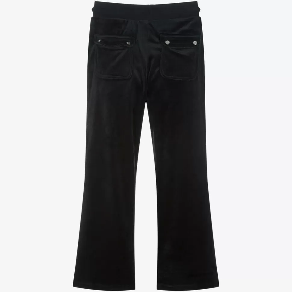 Juicy Couture Girls Black Wide Leg Velour Joggers^ Trousers