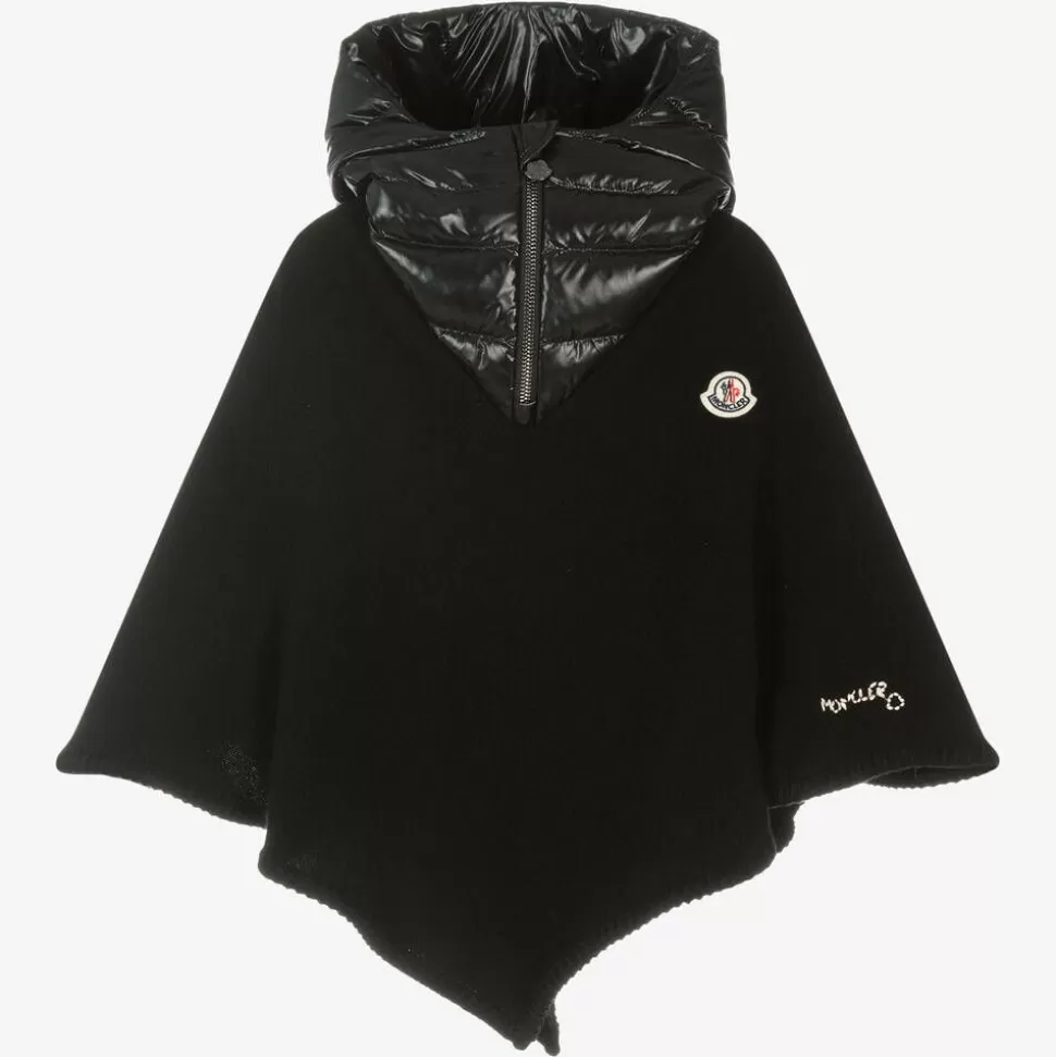 Moncler Enfant Girls Black Wool & Down Cape^ Coats & Jackets