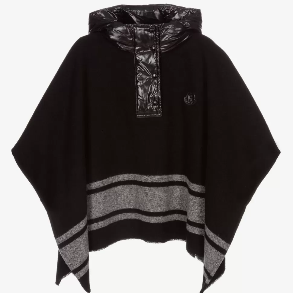 Moncler Enfant Girls Black Wool Poncho^ Coats & Jackets