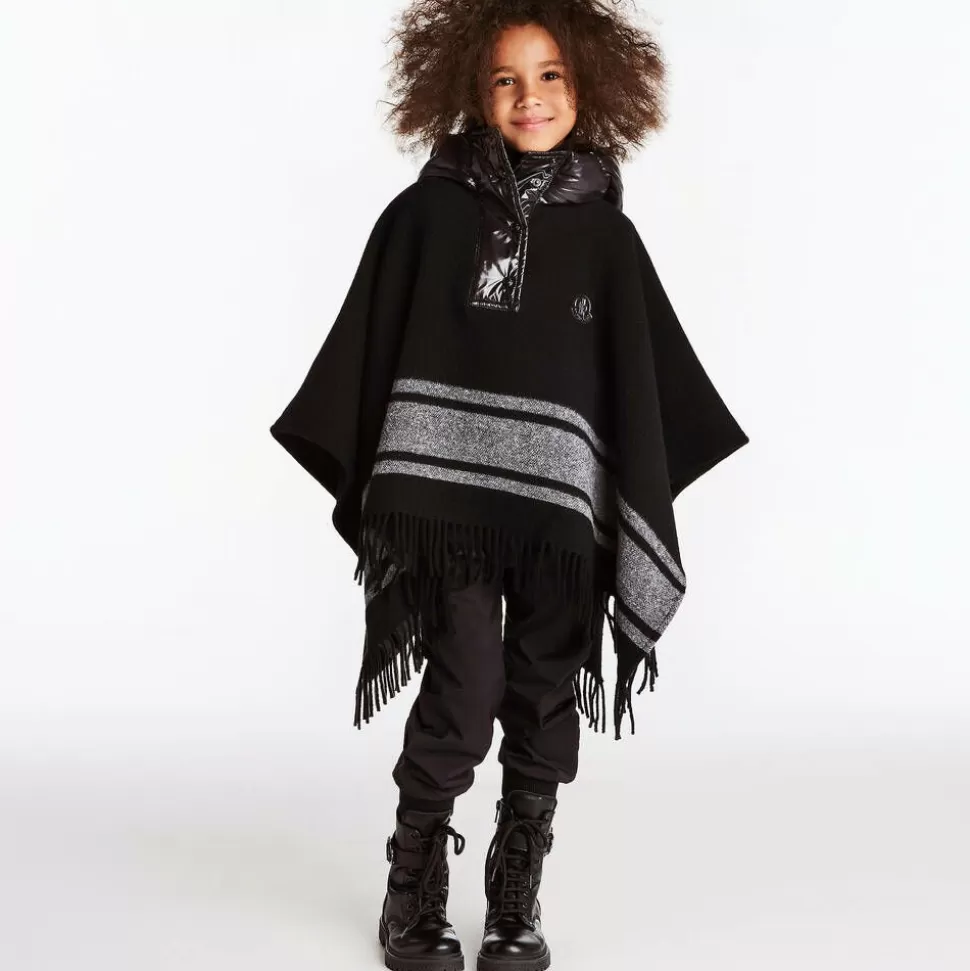 Moncler Enfant Girls Black Wool Poncho^ Coats & Jackets