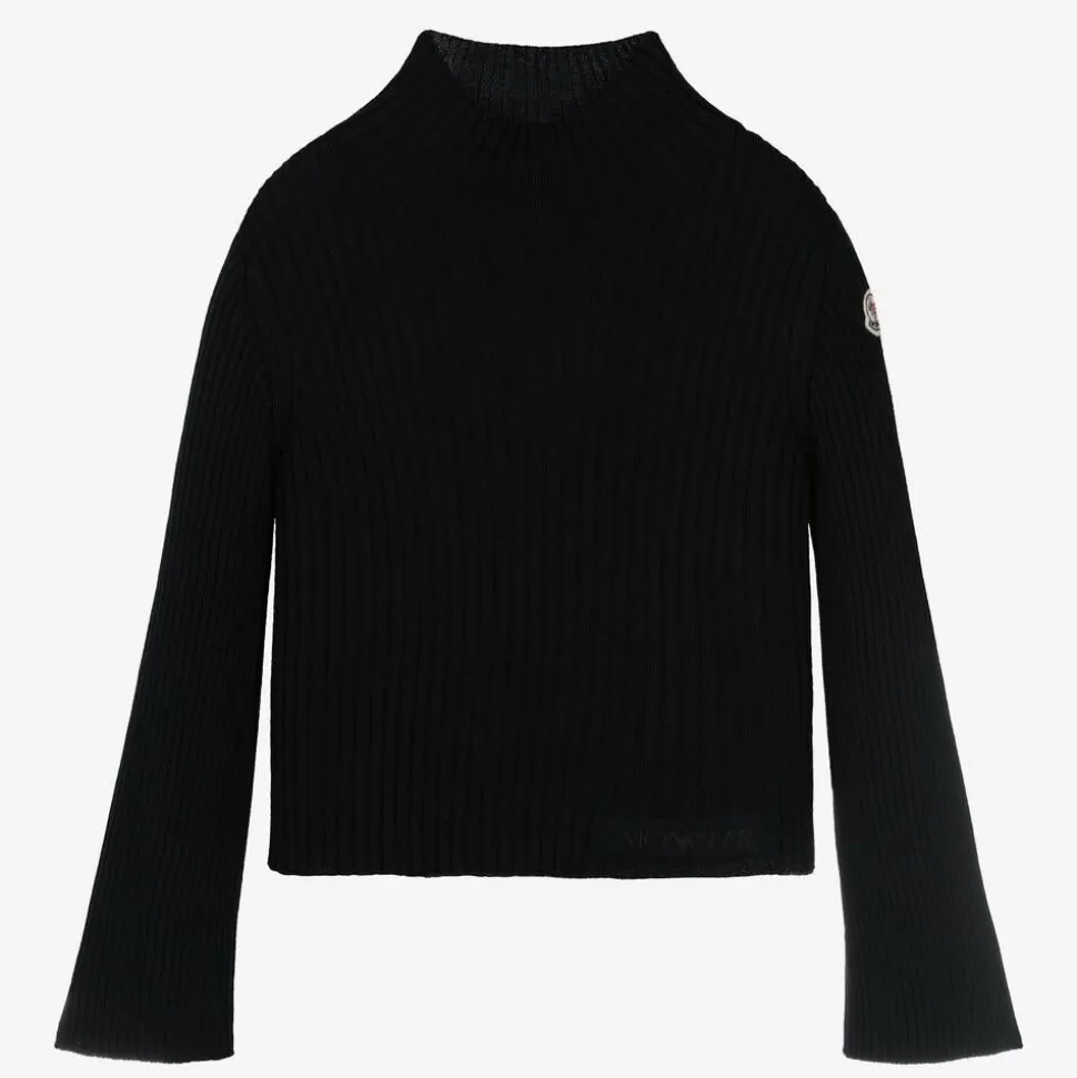 Moncler Enfant Girls Black Wool Turtleneck Sweater^ Tops