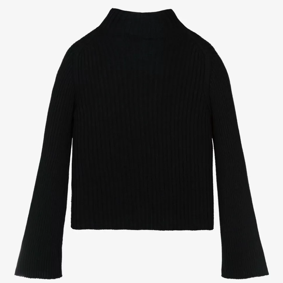 Moncler Enfant Girls Black Wool Turtleneck Sweater^ Tops