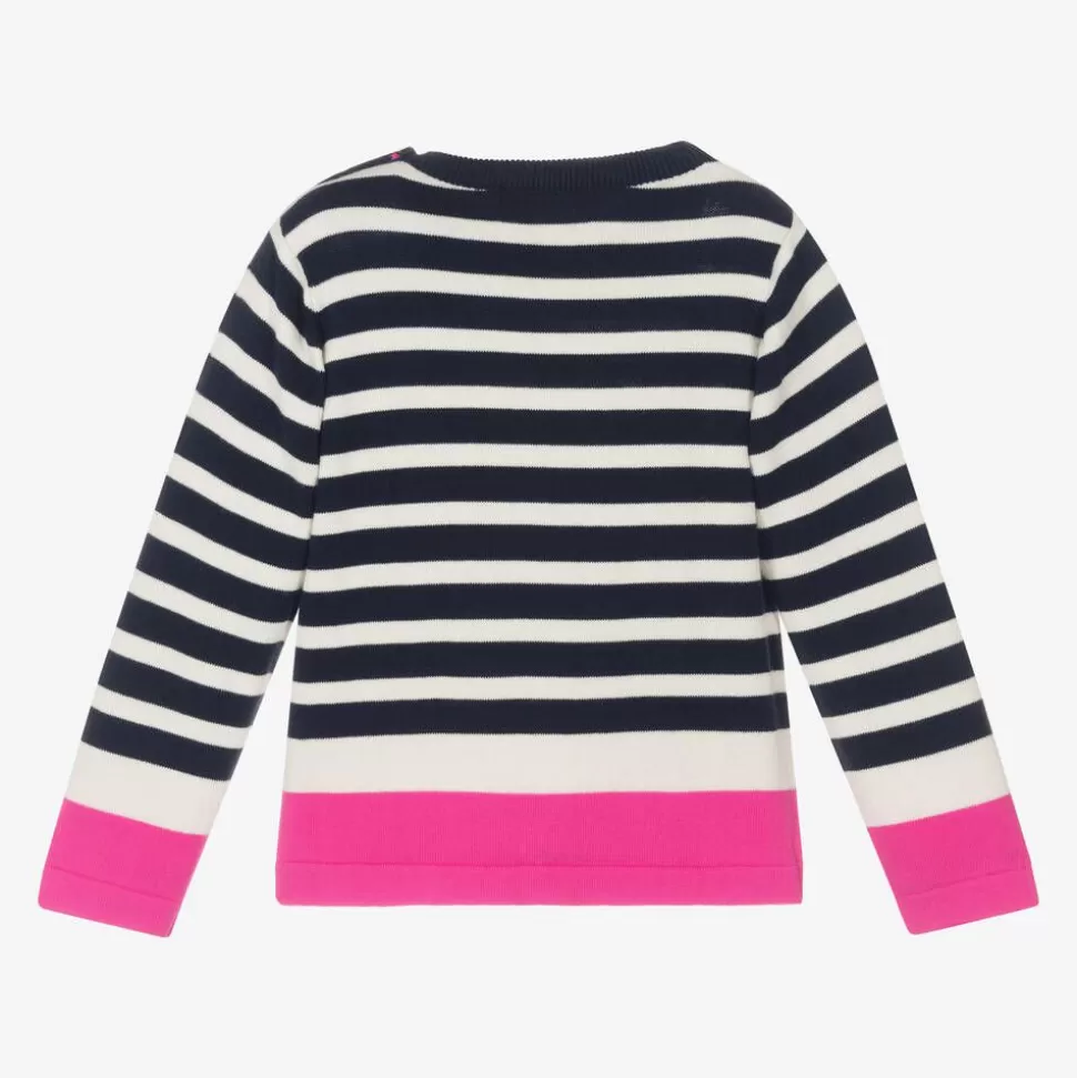 Week-end à la mer Girls Blue Cotton Breton Stripe Sweater^ Tops