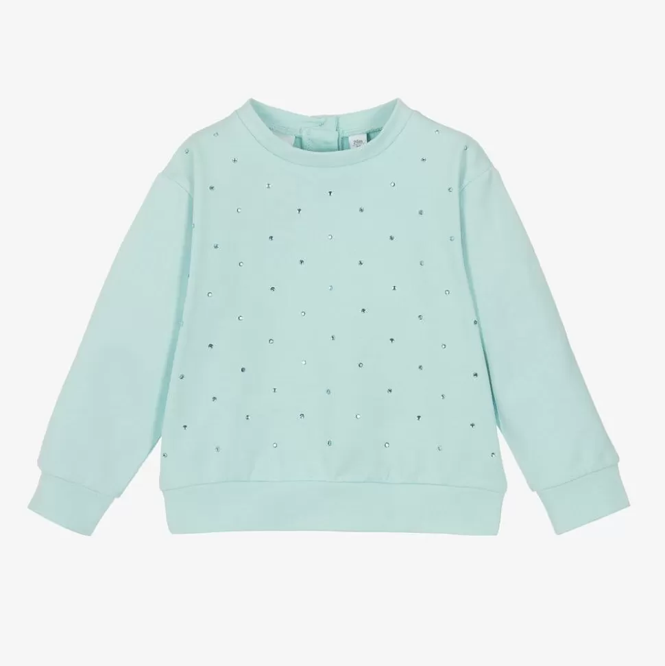 iDO Baby Girls Blue Cotton Diamanté Sweatshirt^ Tops