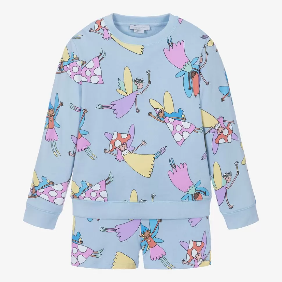 Stella McCartney Kids Girls Blue Cotton Fairies Shorts Set^ Outfit Sets