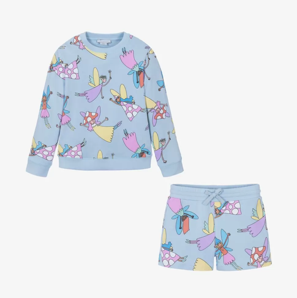 Stella McCartney Kids Girls Blue Cotton Fairies Shorts Set^ Outfit Sets