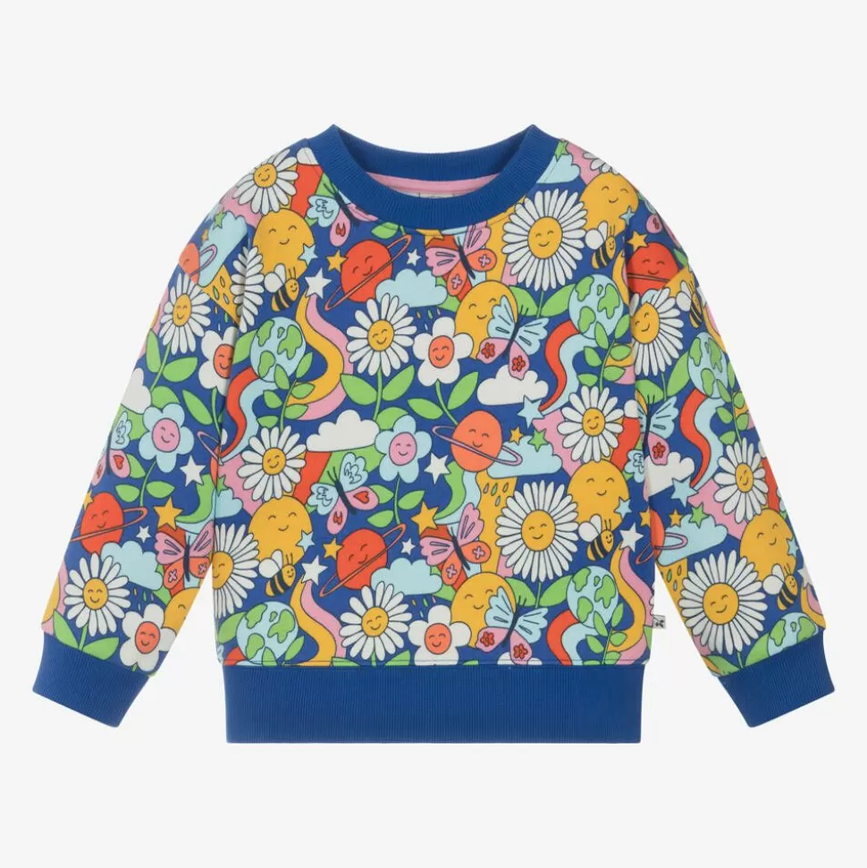 Frugi Girls Blue Cotton Floral Sweatshirt^ Tops