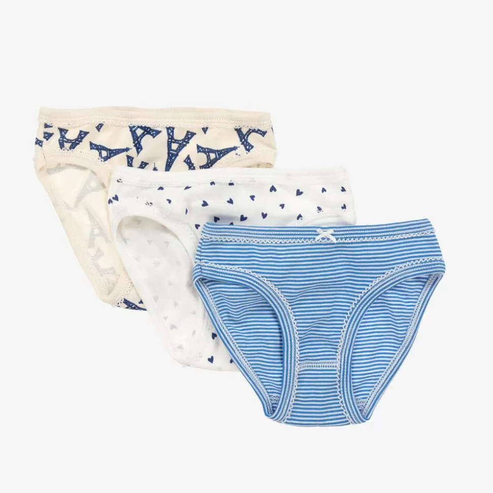 Petit Bateau Girls Blue Cotton Knickers (3 Pack)^ Underwear