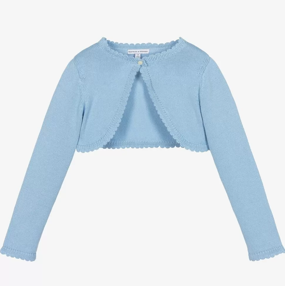 Beatrice amp; George Girls Blue Cotton Knit Bolero Cardigan^ Tops
