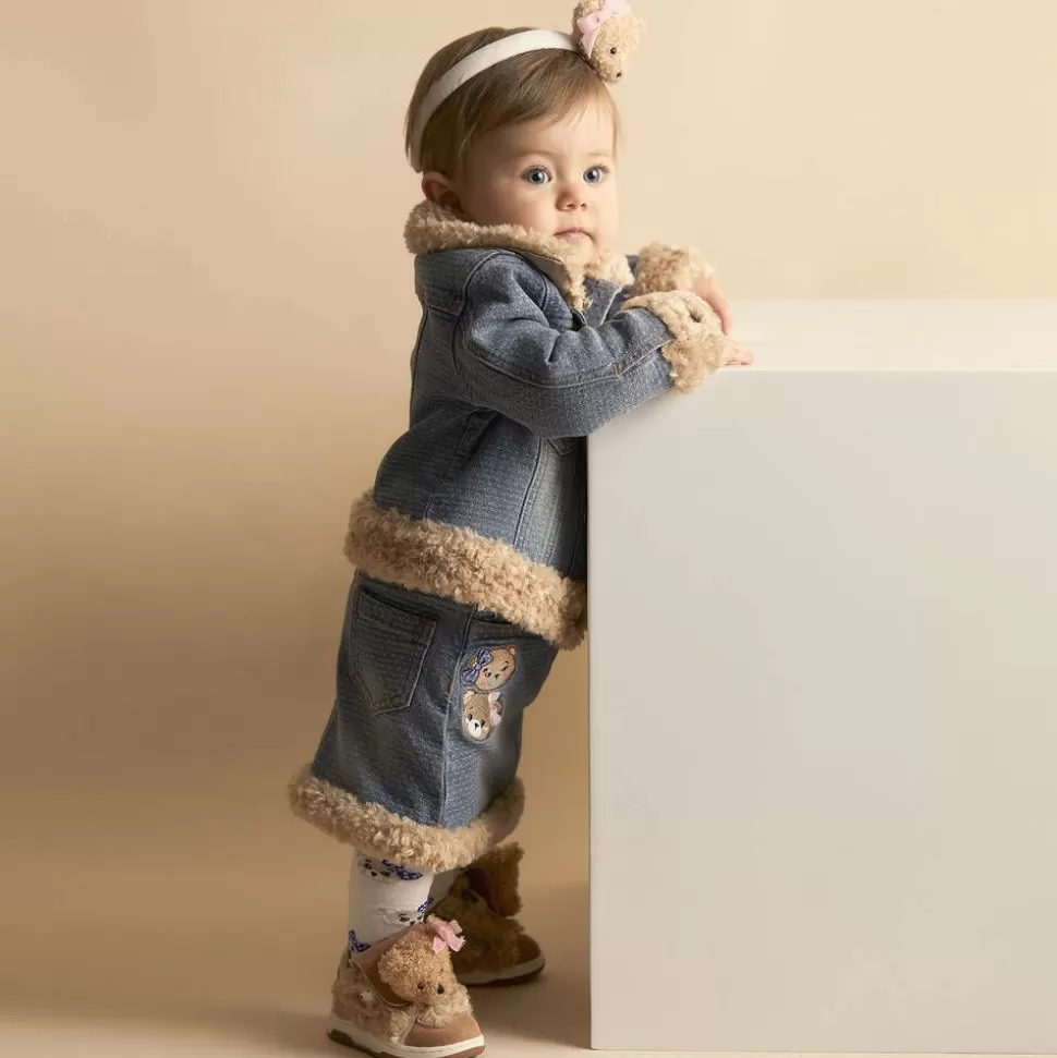 Monnalisa Girls Blue Denim Teddy Bear Jacket^ Coats & Jackets