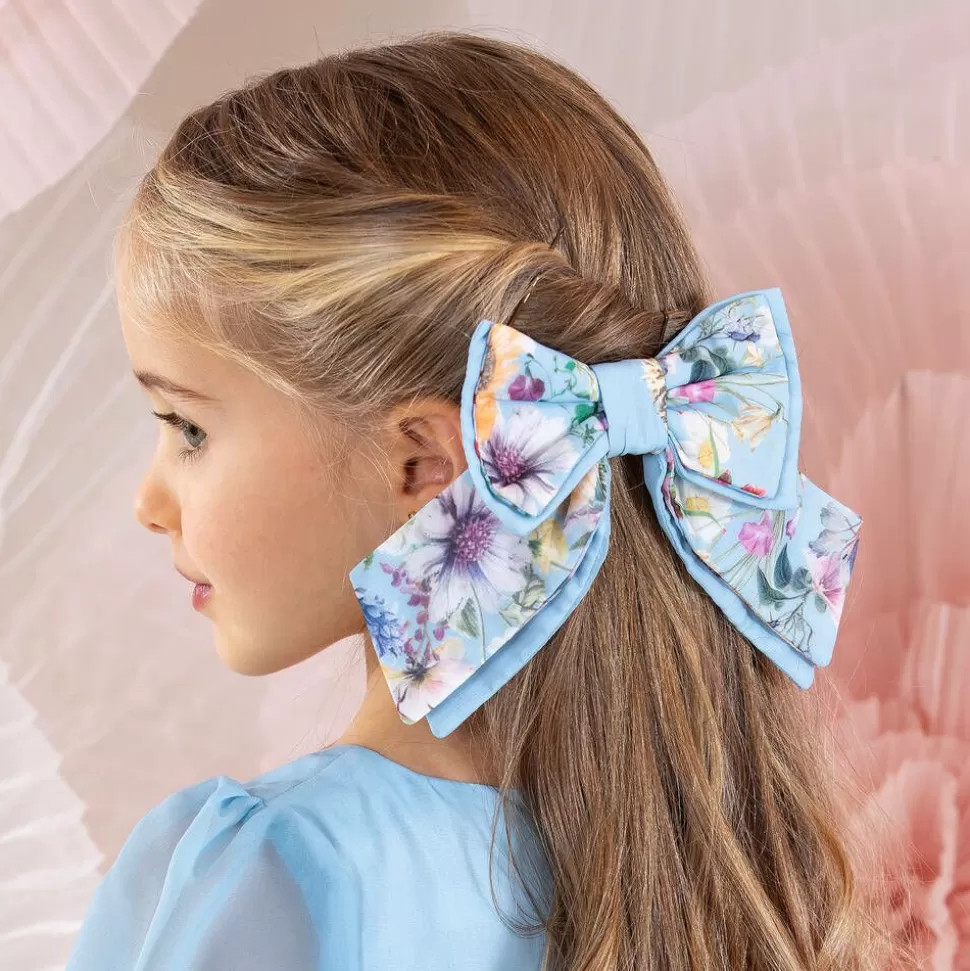 Patachou Girls Blue Floral Bow Hair Clip (14cm)^ Hair Accessories
