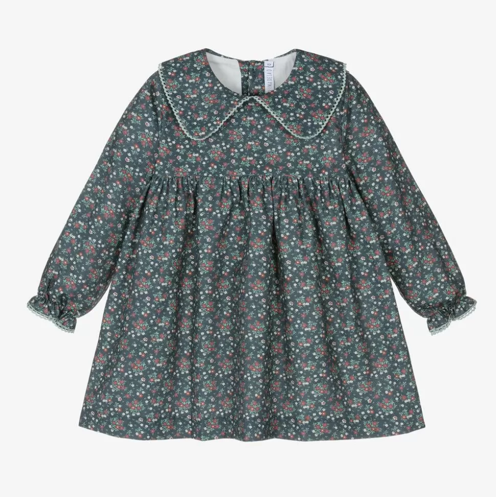 Paloma de la O Girls Blue Floral Cotton Dress^ Dresses