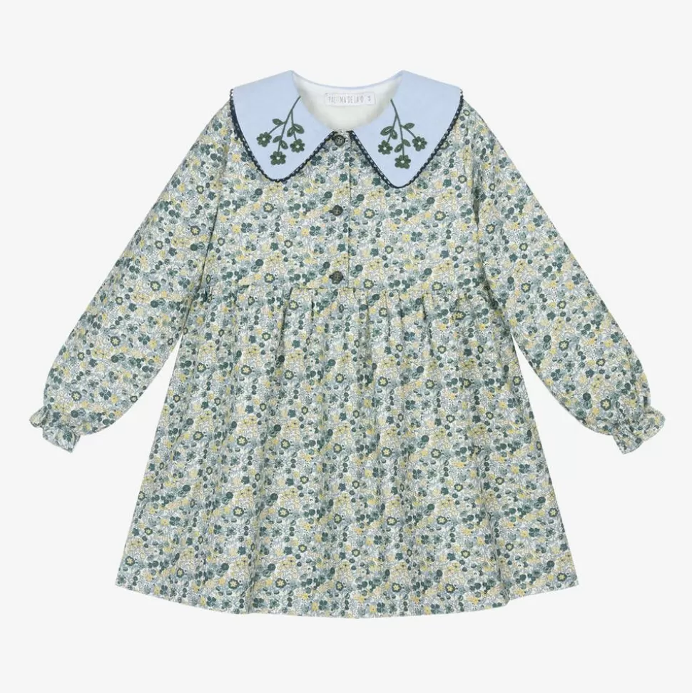 Paloma de la O Girls Blue Floral Cotton Dress^ Dresses
