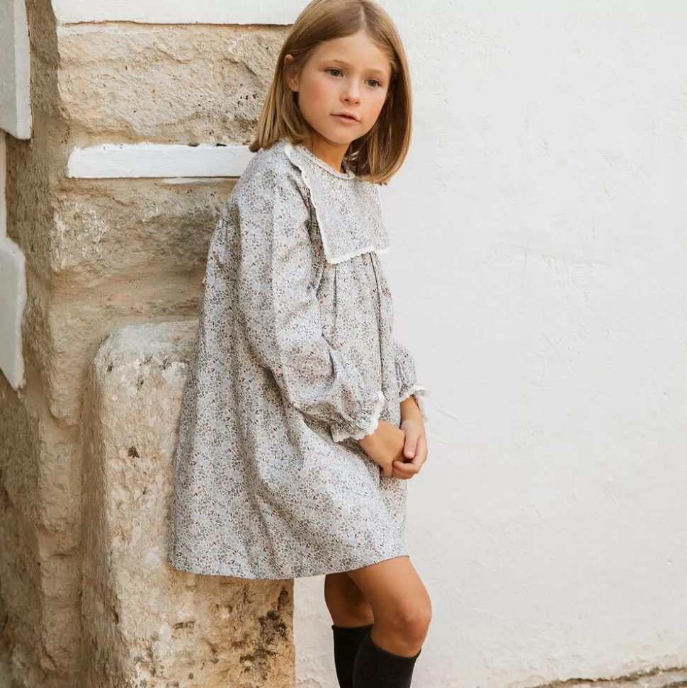 Paloma de la O Girls Blue Floral Cotton Dress^ Dresses