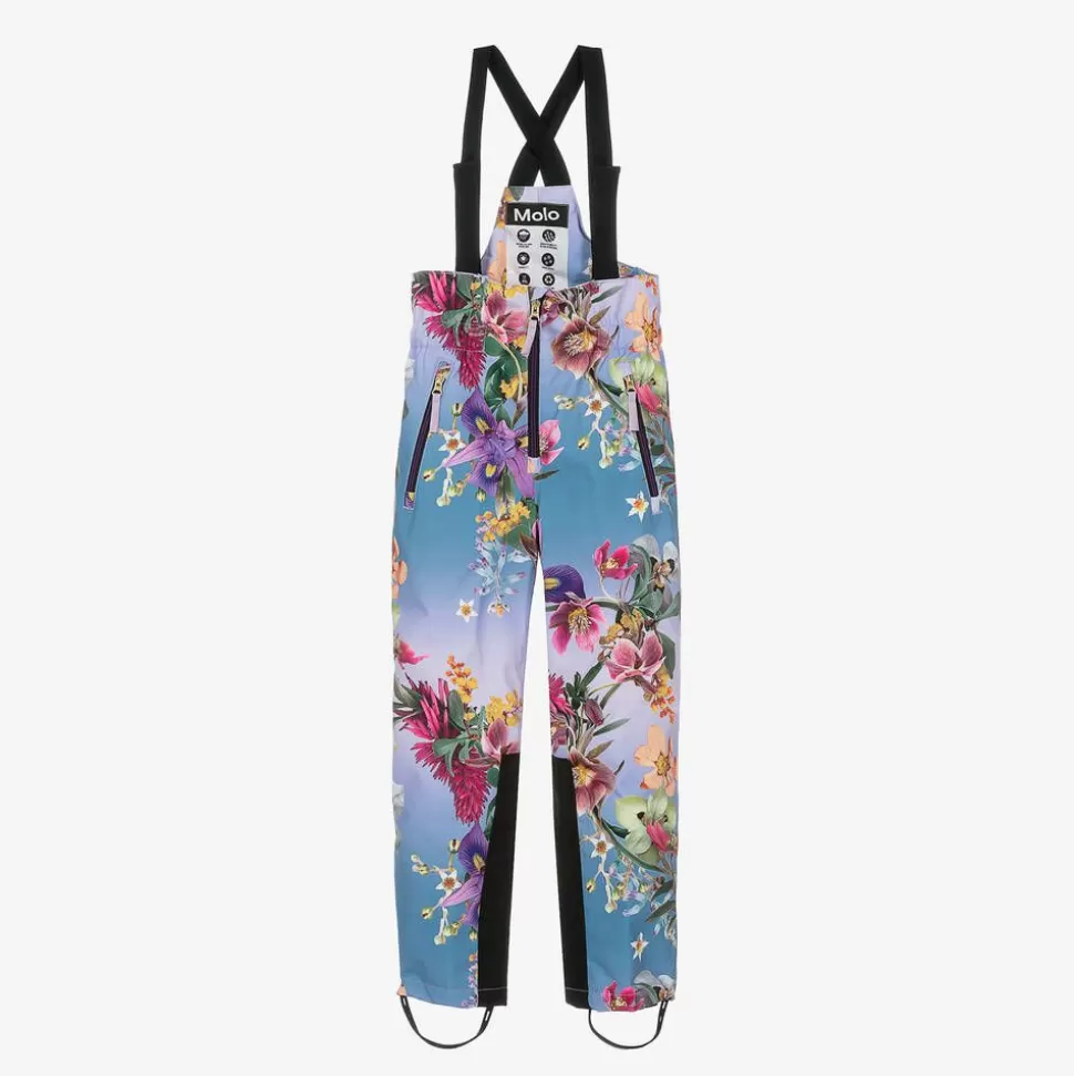 Molo Girls Blue Floral Ski Salopettes^ Snowwear