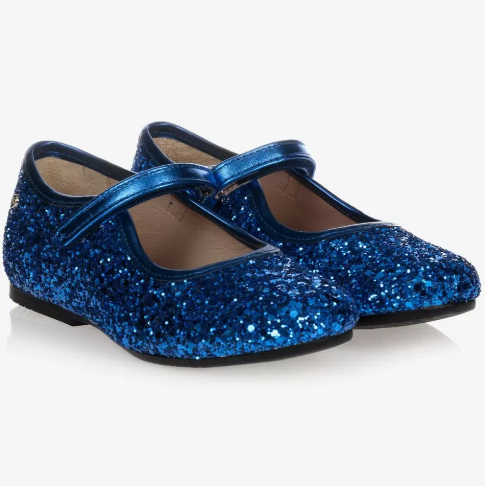 Manuela de Juan Girls Blue Glitter Shoes^ Bar Shoes | Bar Shoes
