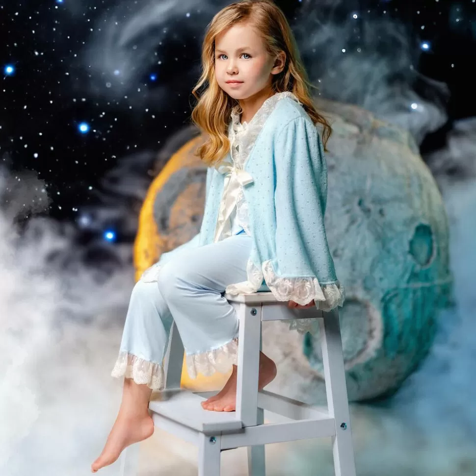AMIKI Children Girls Blue Knitted Dressing Gown^ Towels & Robes