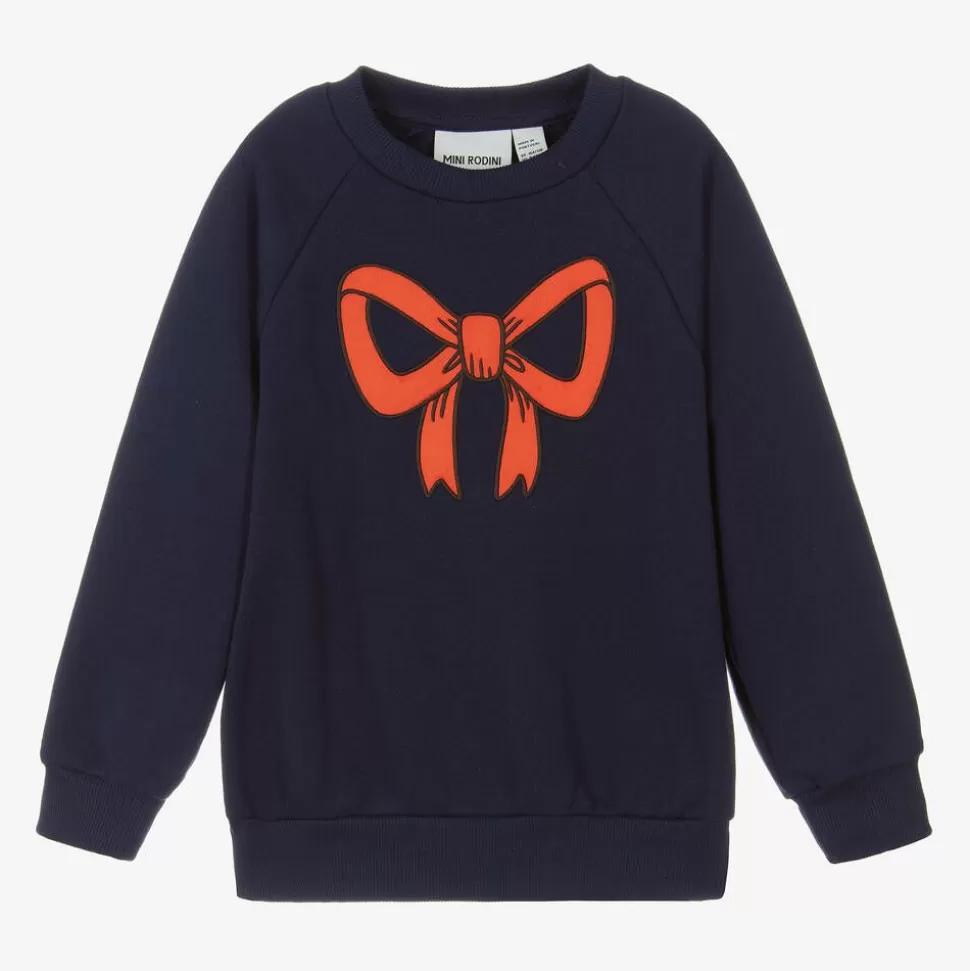 Mini Rodini Girls Blue Organic Cotton Bow Sweatshirt^ Tops