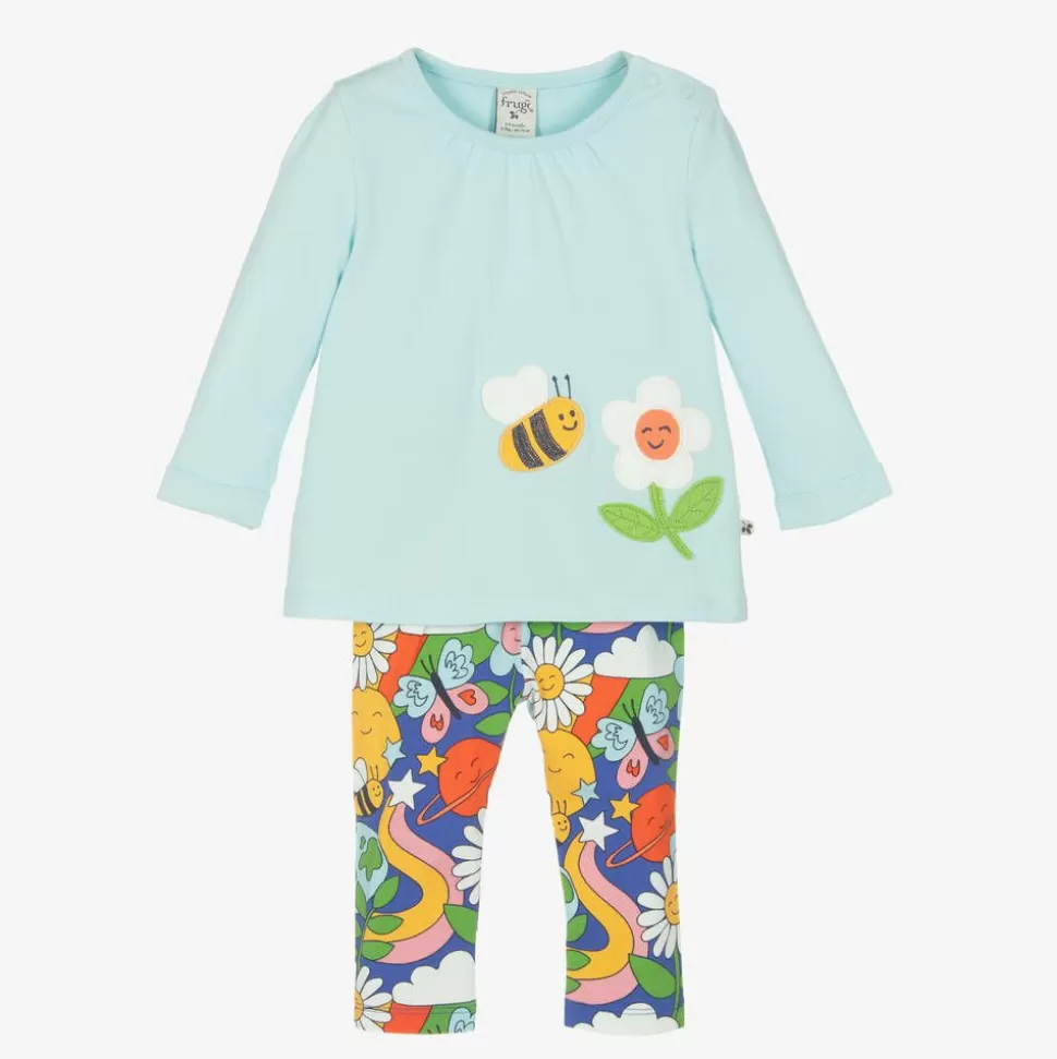 Frugi Girls Blue Organic Cotton Floral Leggings Set^ Outfit Sets | Outfit Sets