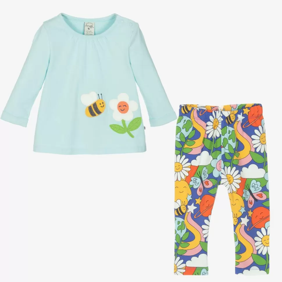 Frugi Girls Blue Organic Cotton Floral Leggings Set^ Outfit Sets | Outfit Sets