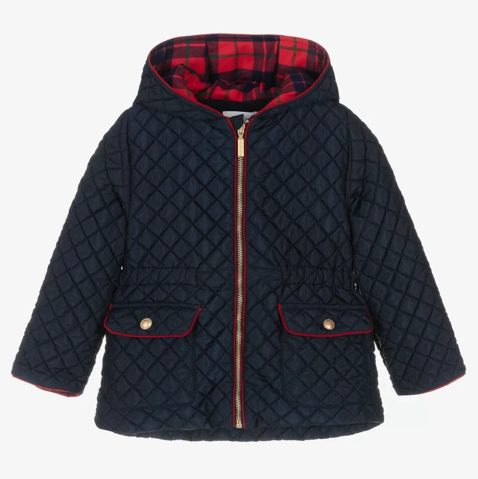Patachou Girls Blue Quilted Hooded Jacket^ Coats & Jackets