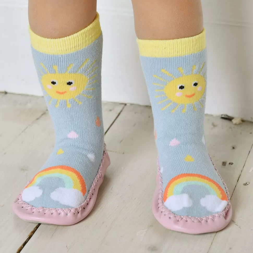 Powell Craft Girls Blue Sun Slipper Socks^ Slippers | Slippers