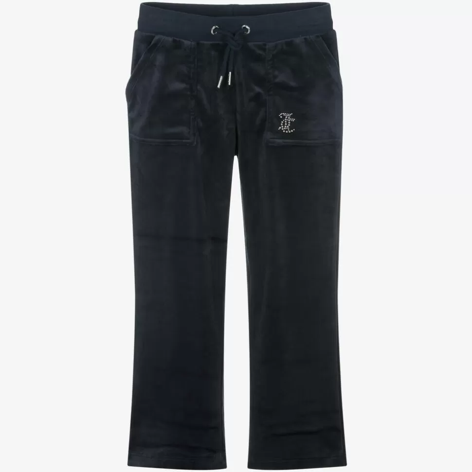 Juicy Couture Girls Blue Wide Leg Velour Joggers^ Trousers