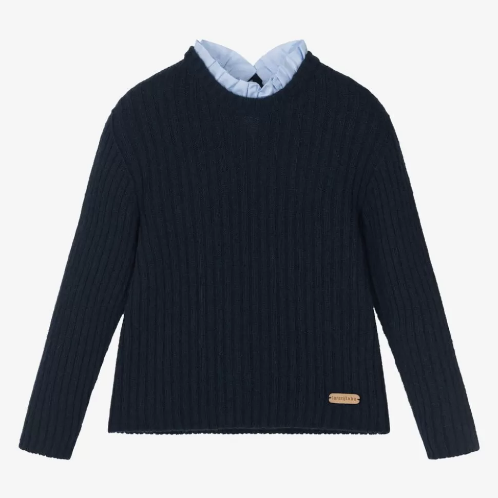 Laranjinha Girls Blue Wool & Cashmere Knit Sweater^ Tops
