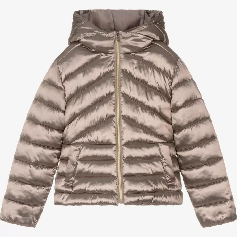 Mayoral Girls Brown Metallic Puffer Jacket^ Coats & Jackets
