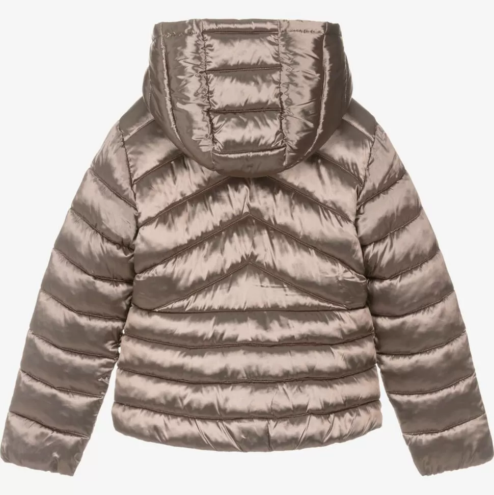 Mayoral Girls Brown Metallic Puffer Jacket^ Coats & Jackets