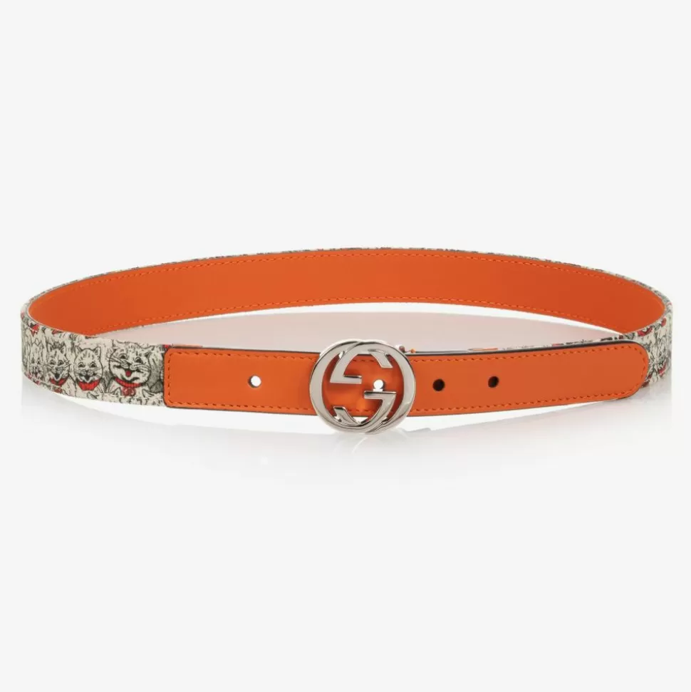Gucci Girls Cat Print G Logo Belt^ Clothing Accessories