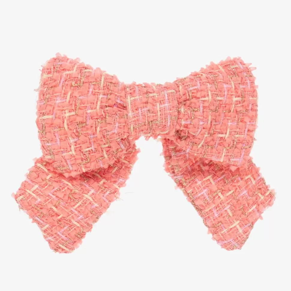 Patachou Girls Coral Pink Tweed Bow Hair Clip (14cm)^ Hair Accessories