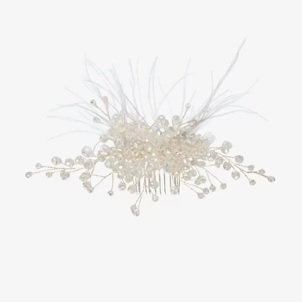 Junona Girls Crystal Bead & Feather Hair Clip^ Hair Accessories