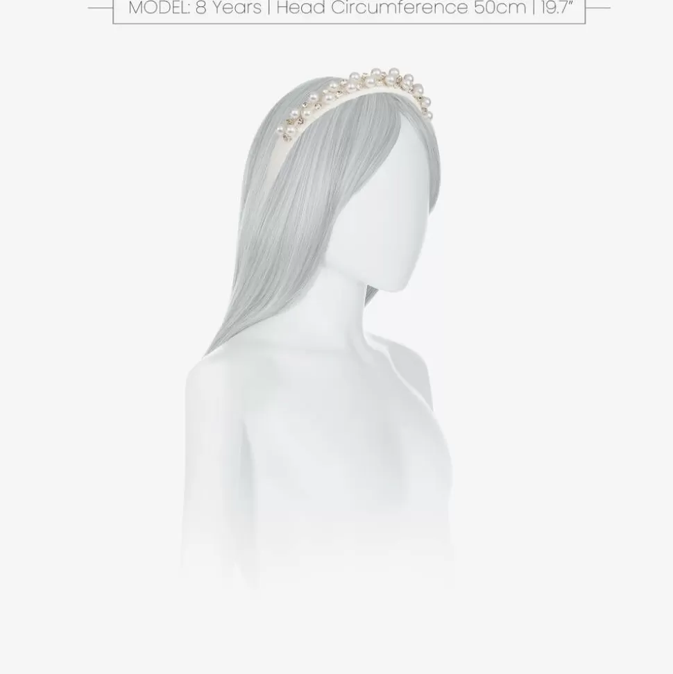 David Charles Girls Diamanté & Pearl Ivory Hairband^ Hair Accessories