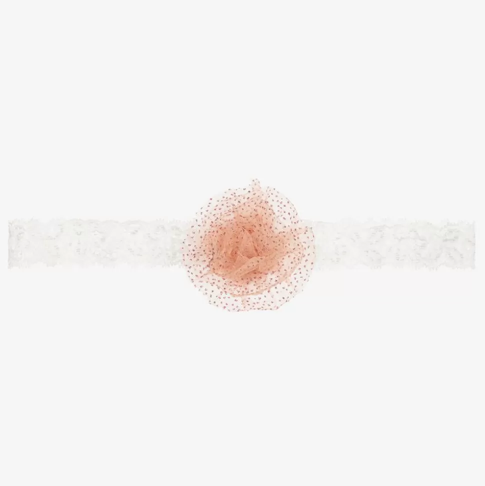 Cute Cute Girls Dusky Pink Glitter Ivory Lace Headband^ Hair Accessories