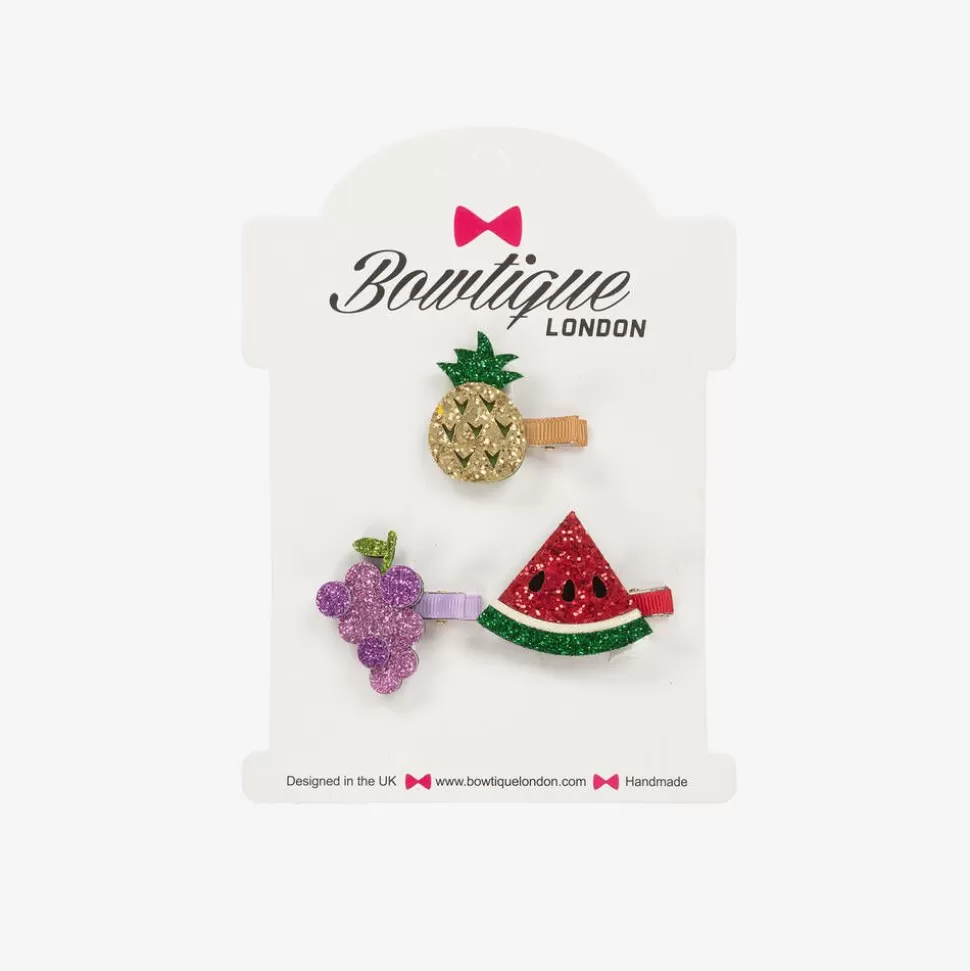 Bowtique London Girls Glittery Fruit Hairclips (3 pack)^ Hair Accessories