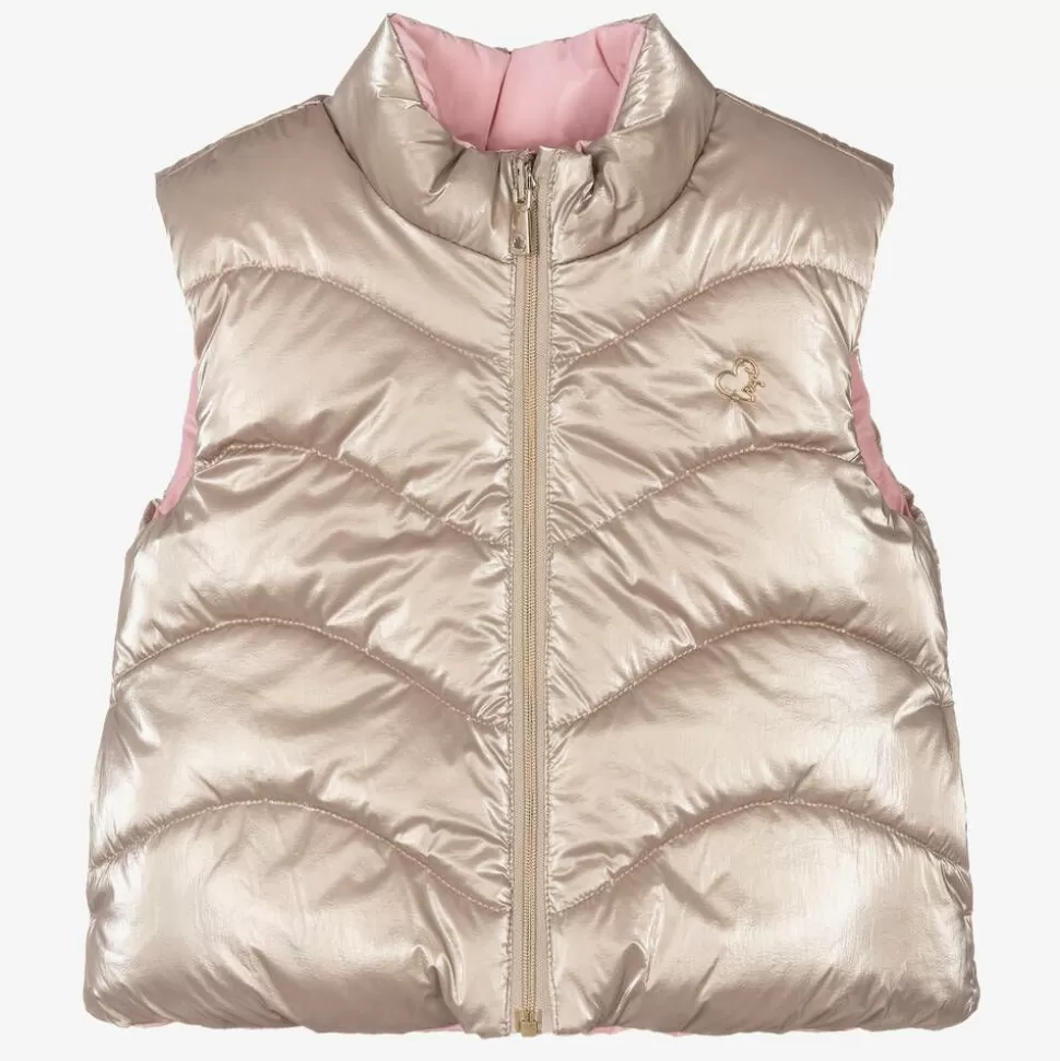 Mayoral Girls Gold & Pink Reversible Gilet^ Coats & Jackets