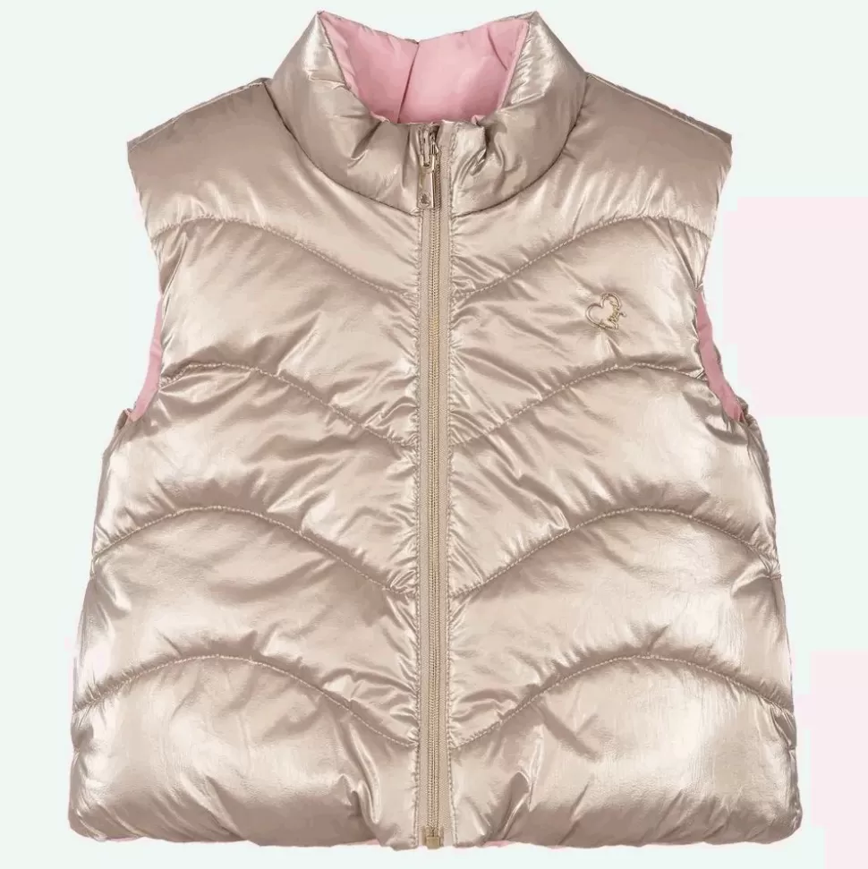 Mayoral Girls Gold & Pink Reversible Gilet^ Coats & Jackets