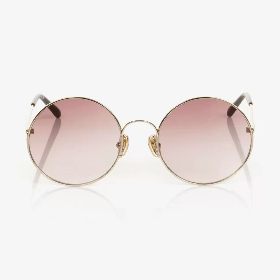 Chloé Girls Gold & Brown Round Sunglasses^ Clothing Accessories
