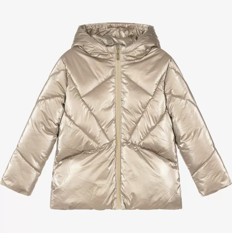 Mayoral Girls Gold Hooded Puffer Jacket^ Coats & Jackets