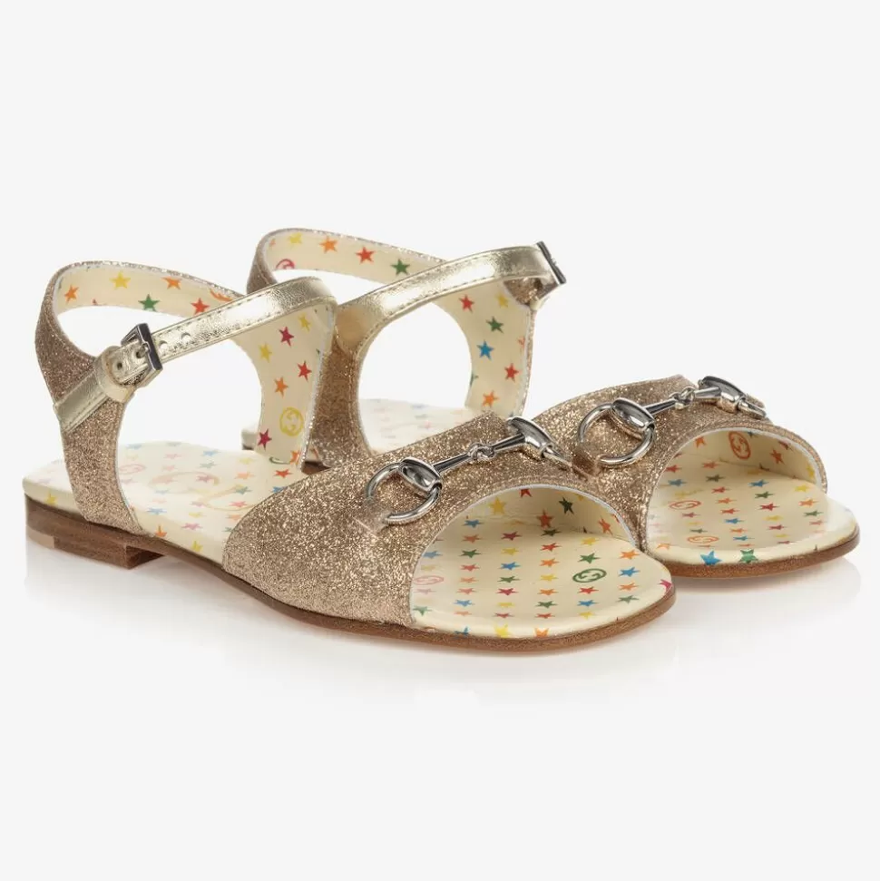 Gucci Girls Gold Horsebit Sandals^ Sandals