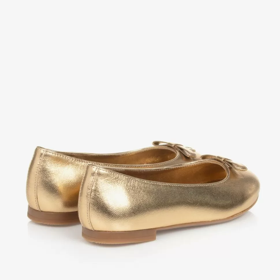 Dolce amp; Gabbana Girls Gold Leather DG Ballerina Pumps^ Pumps & Ballerinas | Pumps & Ballerinas