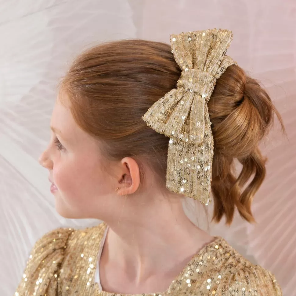 Patachou Girls Gold Sequin Tulle Bow Hair Clip (14cm)^ Gifts | Hair Accessories