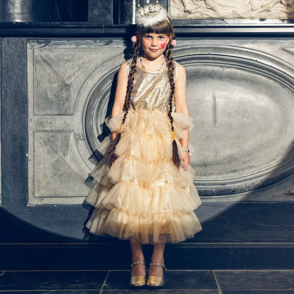 Souza Girls Gold Sleeveless Sequin Dress^ Costumes