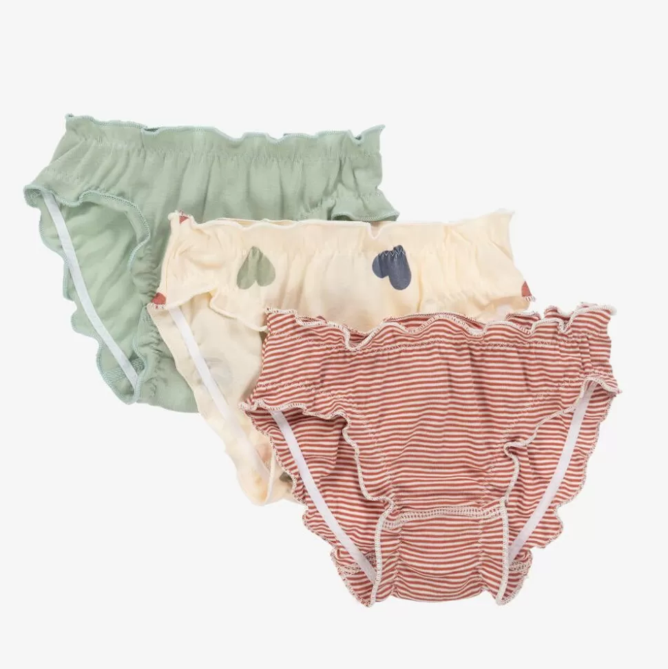 Petit Bateau Girls Green & Red Cotton Knickers (3 Pack)^ Underwear