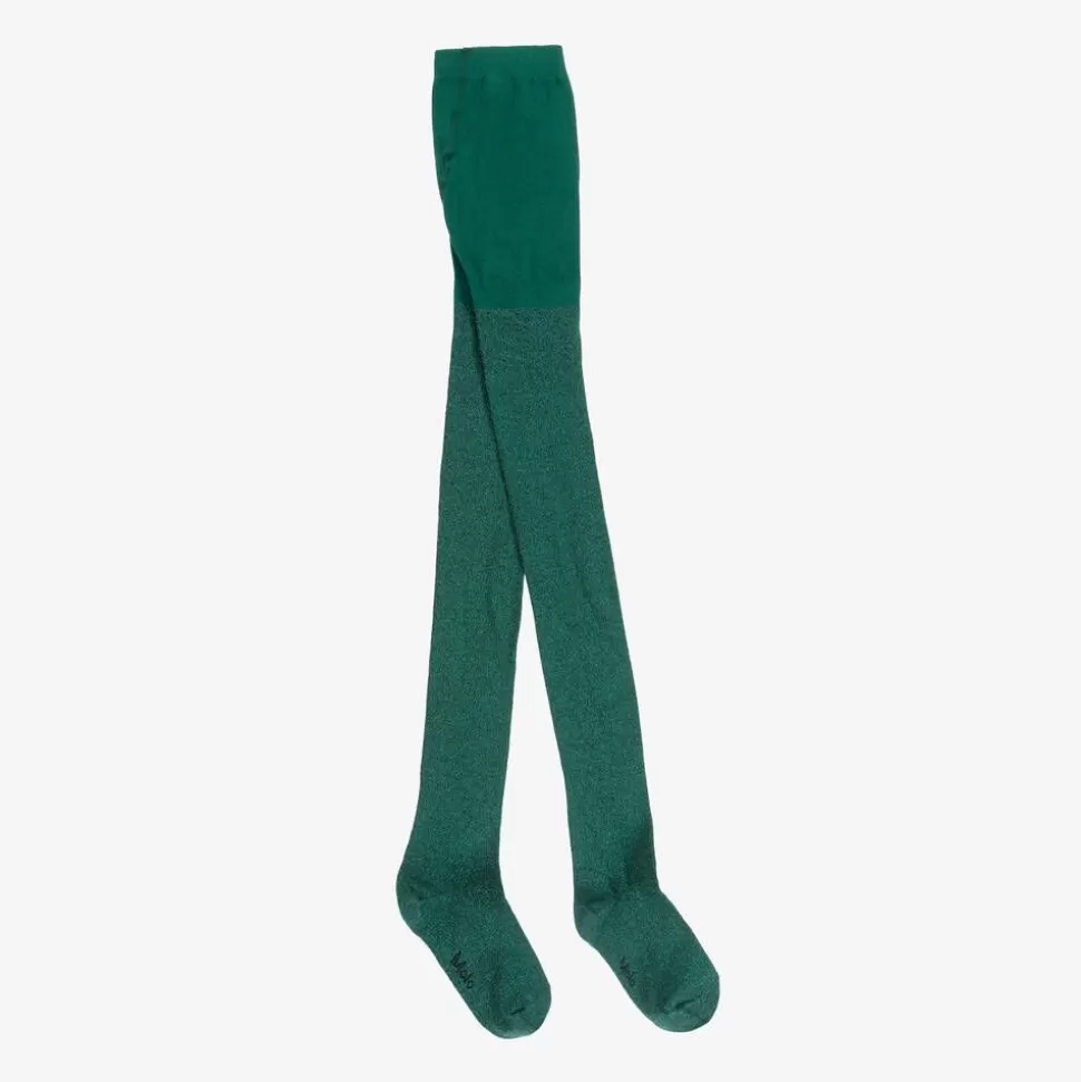 Molo Girls Green Cotton Glitter Tights^ Tights