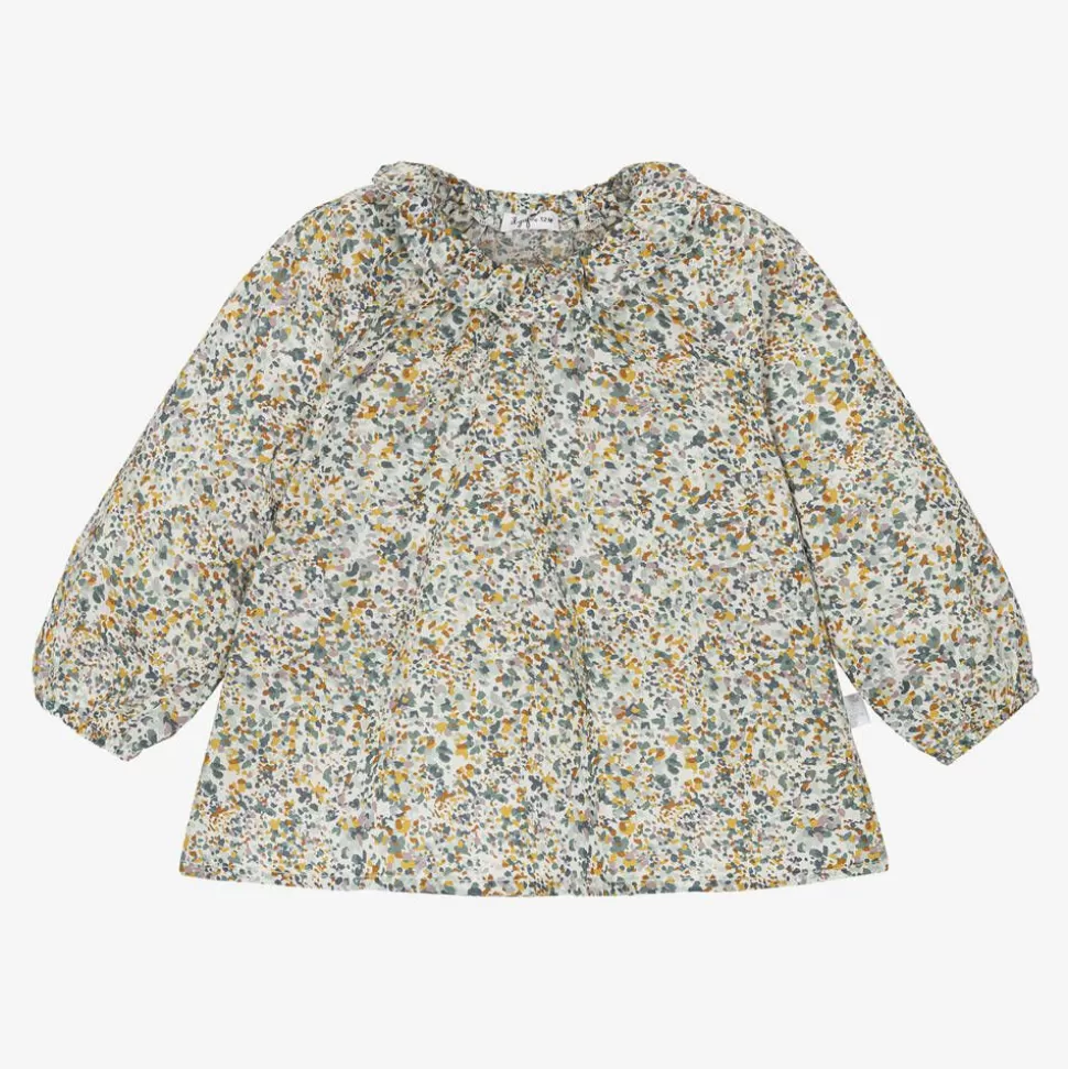 Il Gufo Girls Green Cotton Liberty Floral Blouse^ Tops